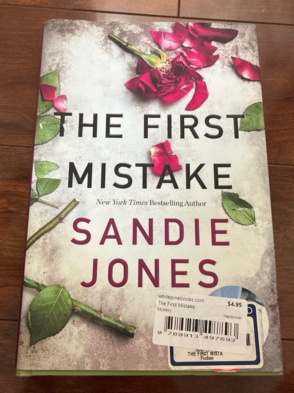 Sandie Jones "The First Mistake" Hardcover Book - White/Cream Cover
